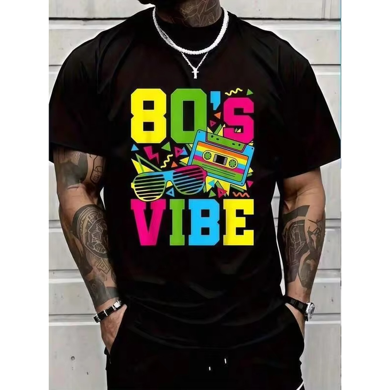 Summer Days Clothing - 1pc Retro 80s Vibe Print Black
