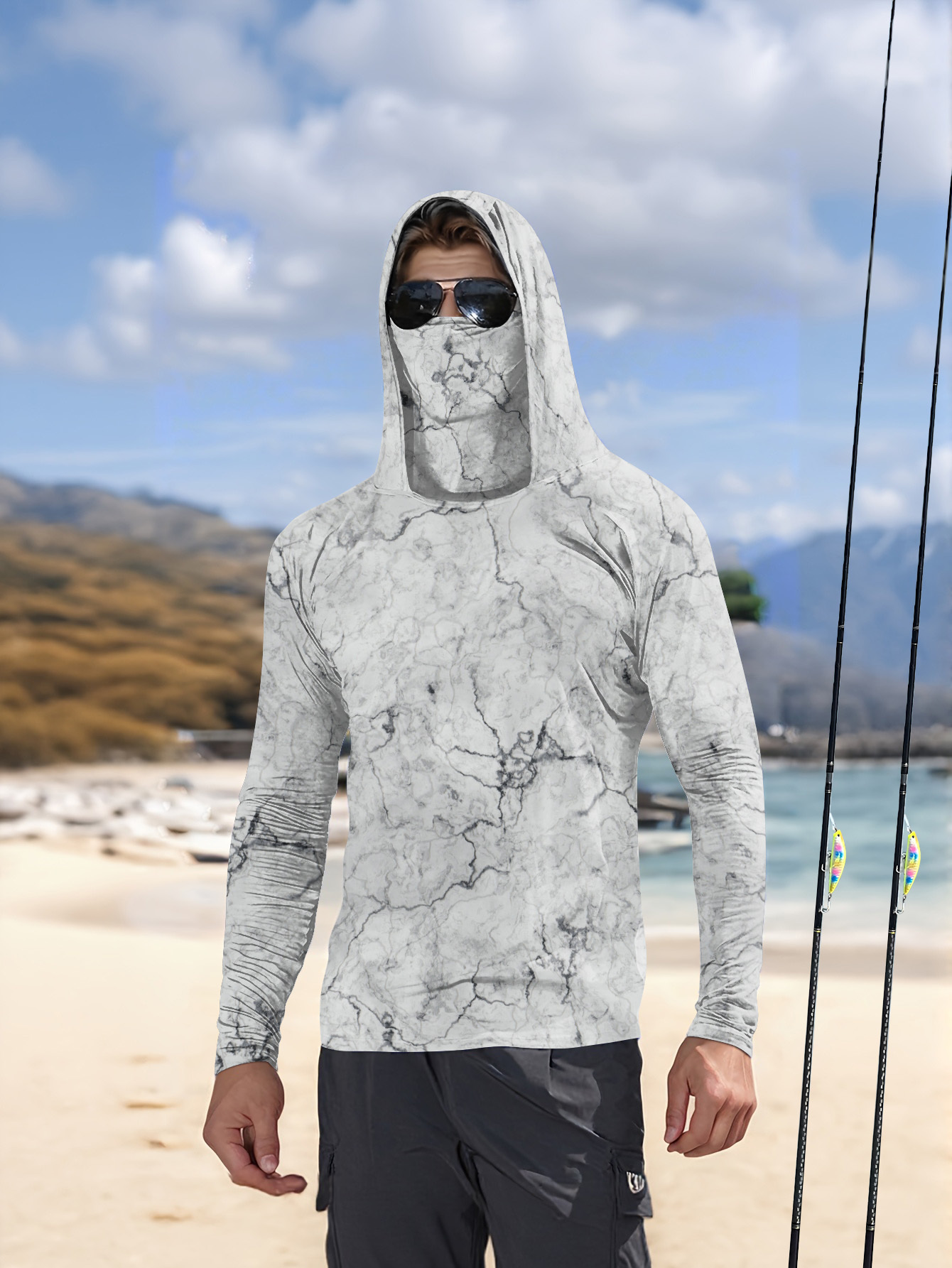 Summer Uv Clothing - Men Hood Fishing Shirt long sleeve