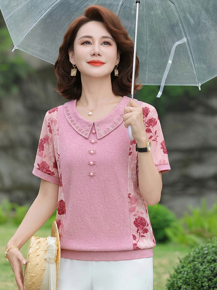 Summer Clothing Over 60 - Slimming Short Sleeve T-Shirt Fashionable Doll