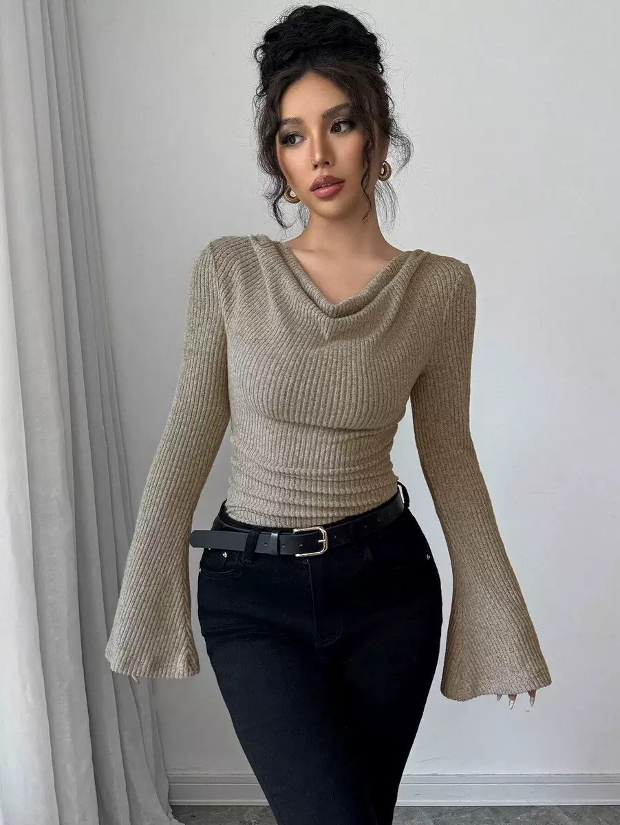 Off Shoulder Blouse - Women Blouse Off Shoulder Cowl Neck