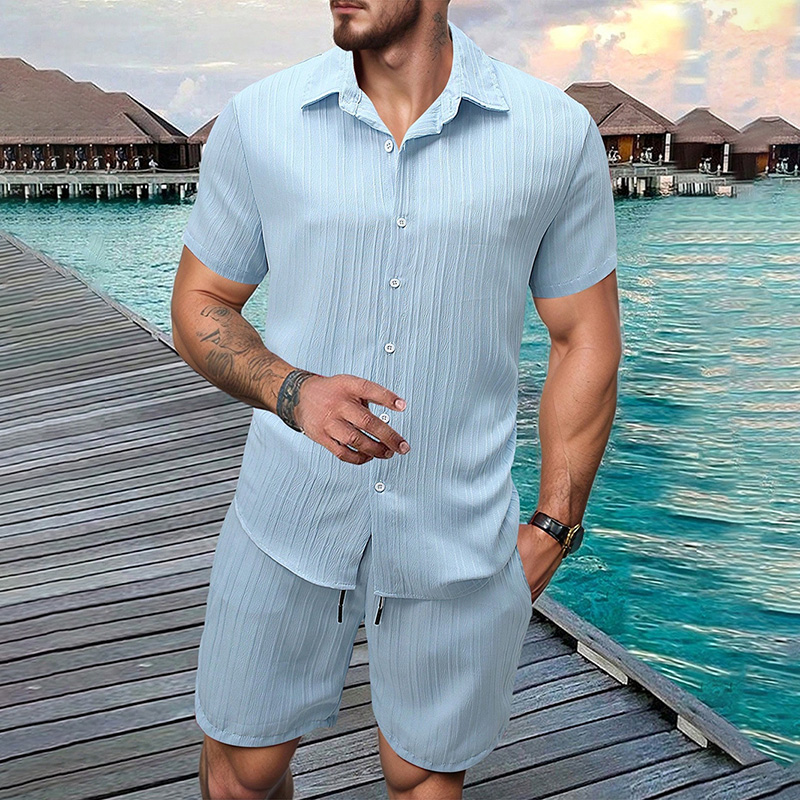 Summer Clothing Beach - 2026 New Men Vertical Wrinkle Lapel