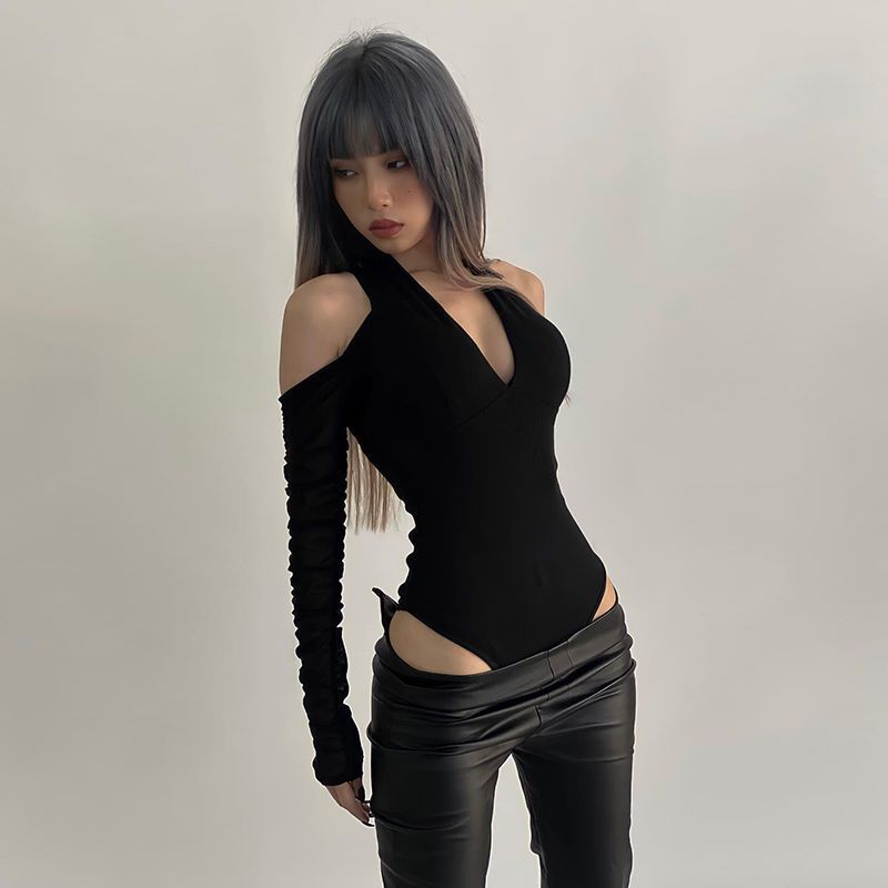 Summer Clothing Bundle - Women's Sexy Hollow Bodysuit Long Sleeved
