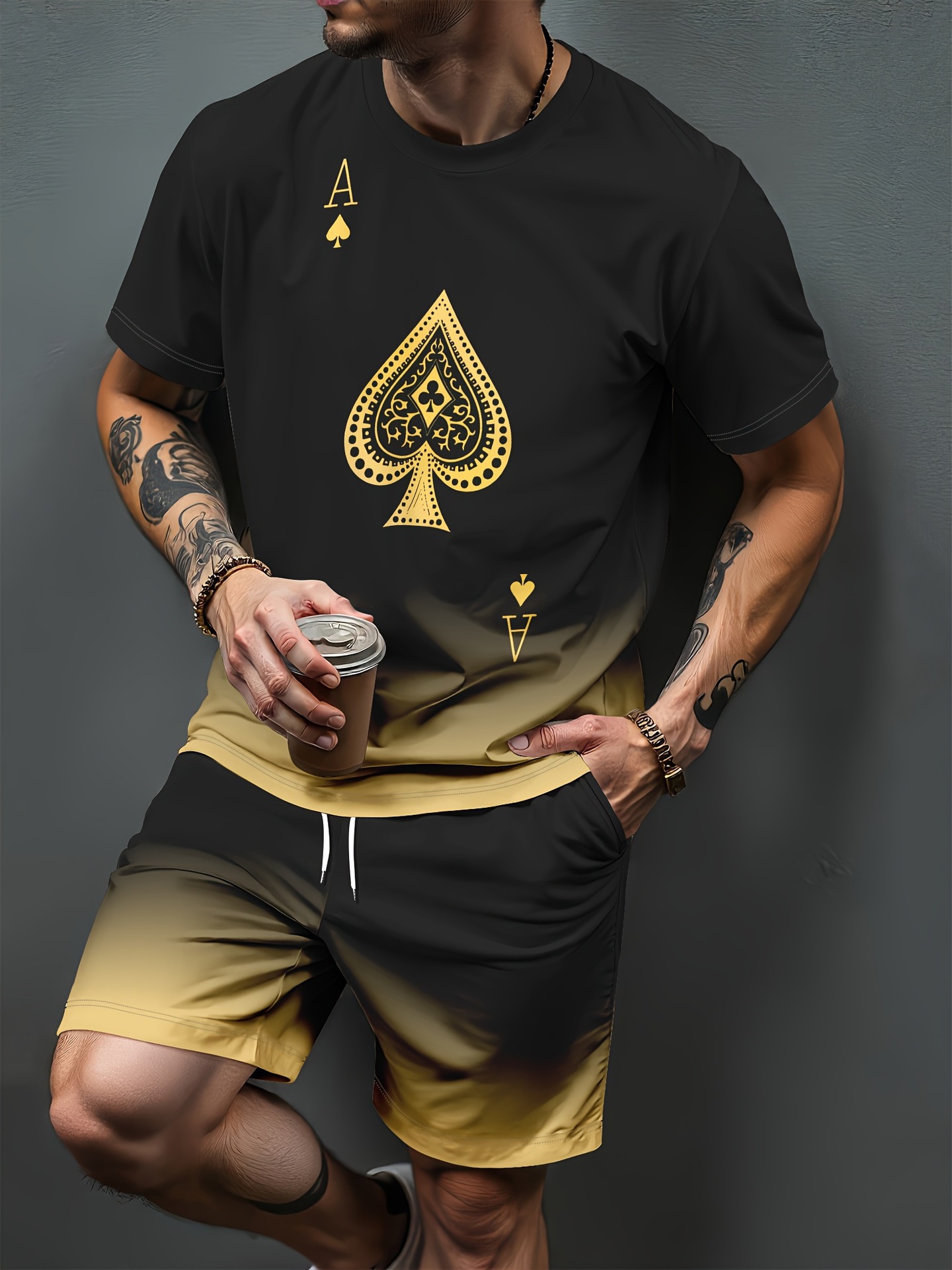 Gradient Letter Pattern 3D Pri - Summer Clothing Sets Women review and price