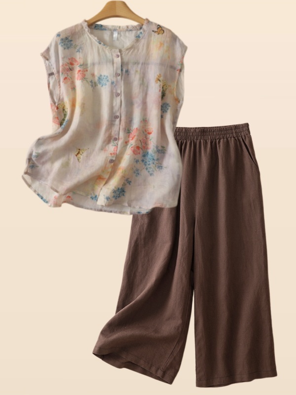 Summer Cotton Linen Floral Pri - Summer Clothing Over 60 review and price