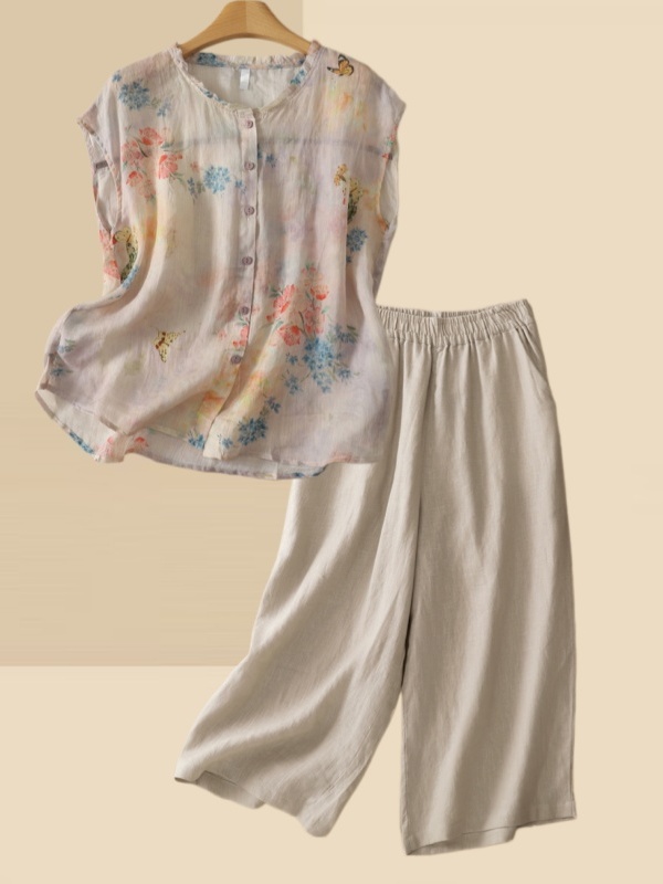 Summer Cotton Linen Floral Pri - Summer Clothing Over 60 review and price