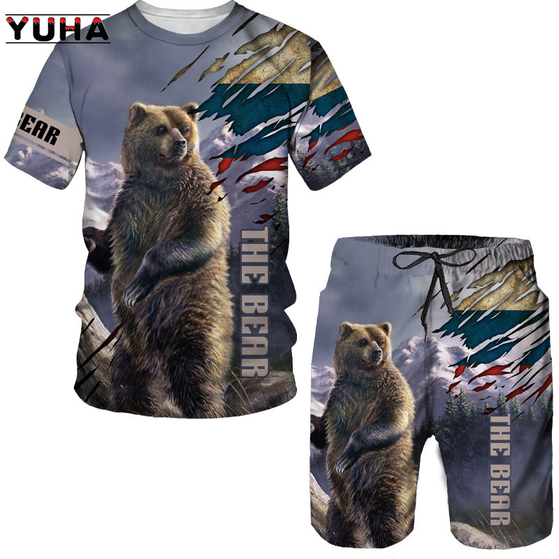 Summer  Bear 3D Printed Men's  - Summer Clothing Sets Women review and price