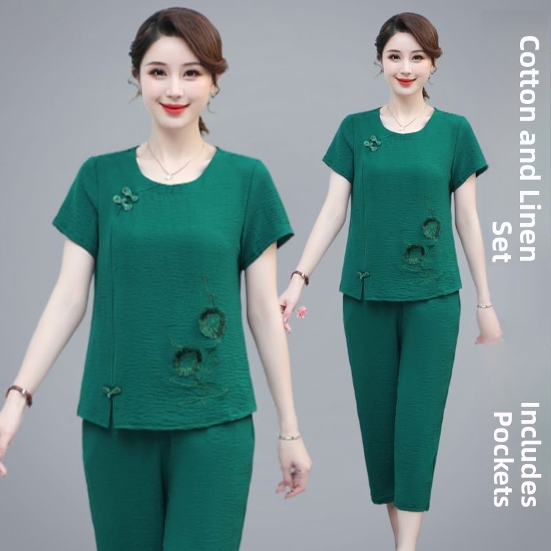 Summer Cotton Linen Short Slee - Summer Clothing Over 60 review and price