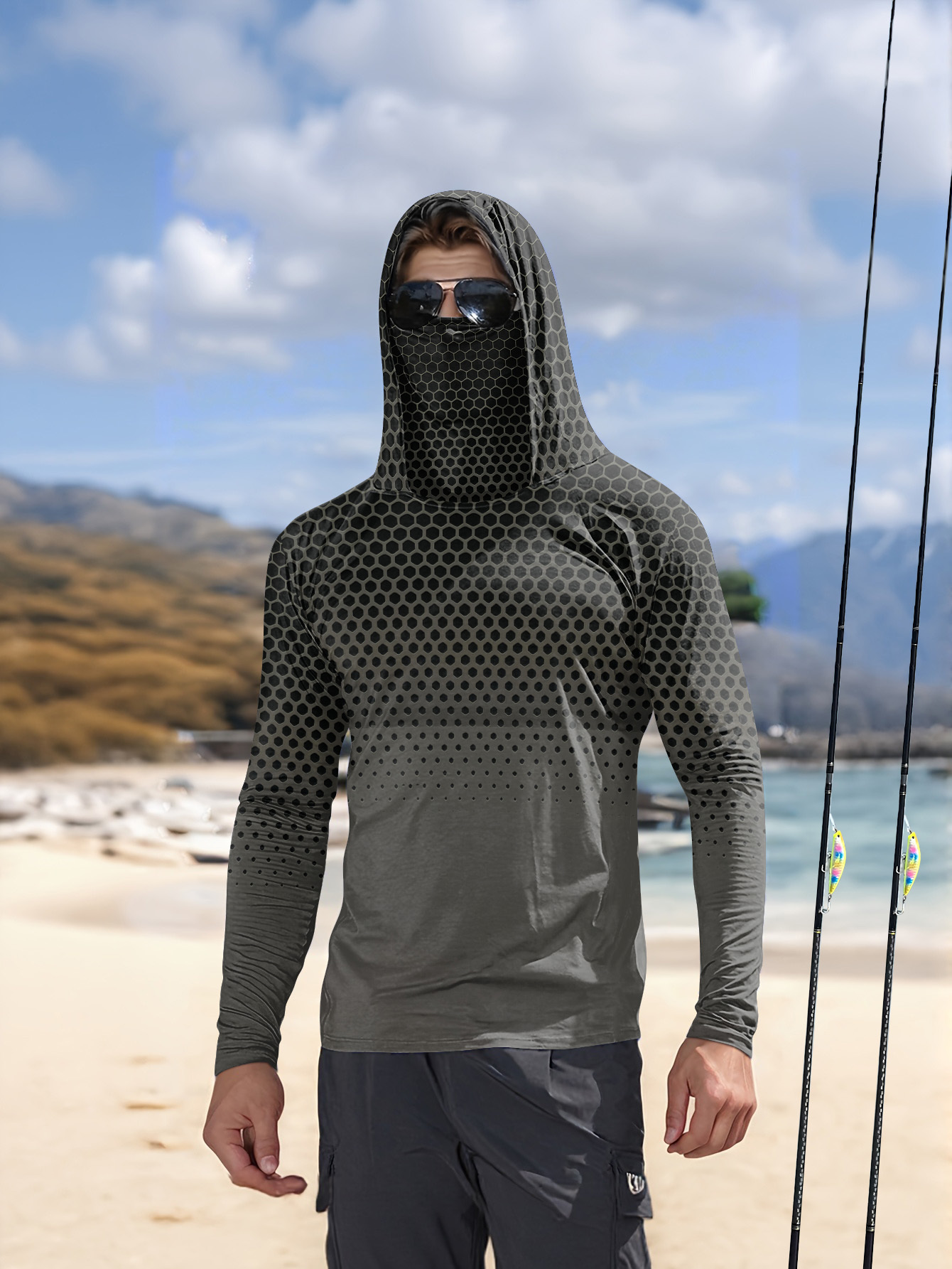 Men Hood Fishing Shirt long sl - Summer Uv Clothing review and price