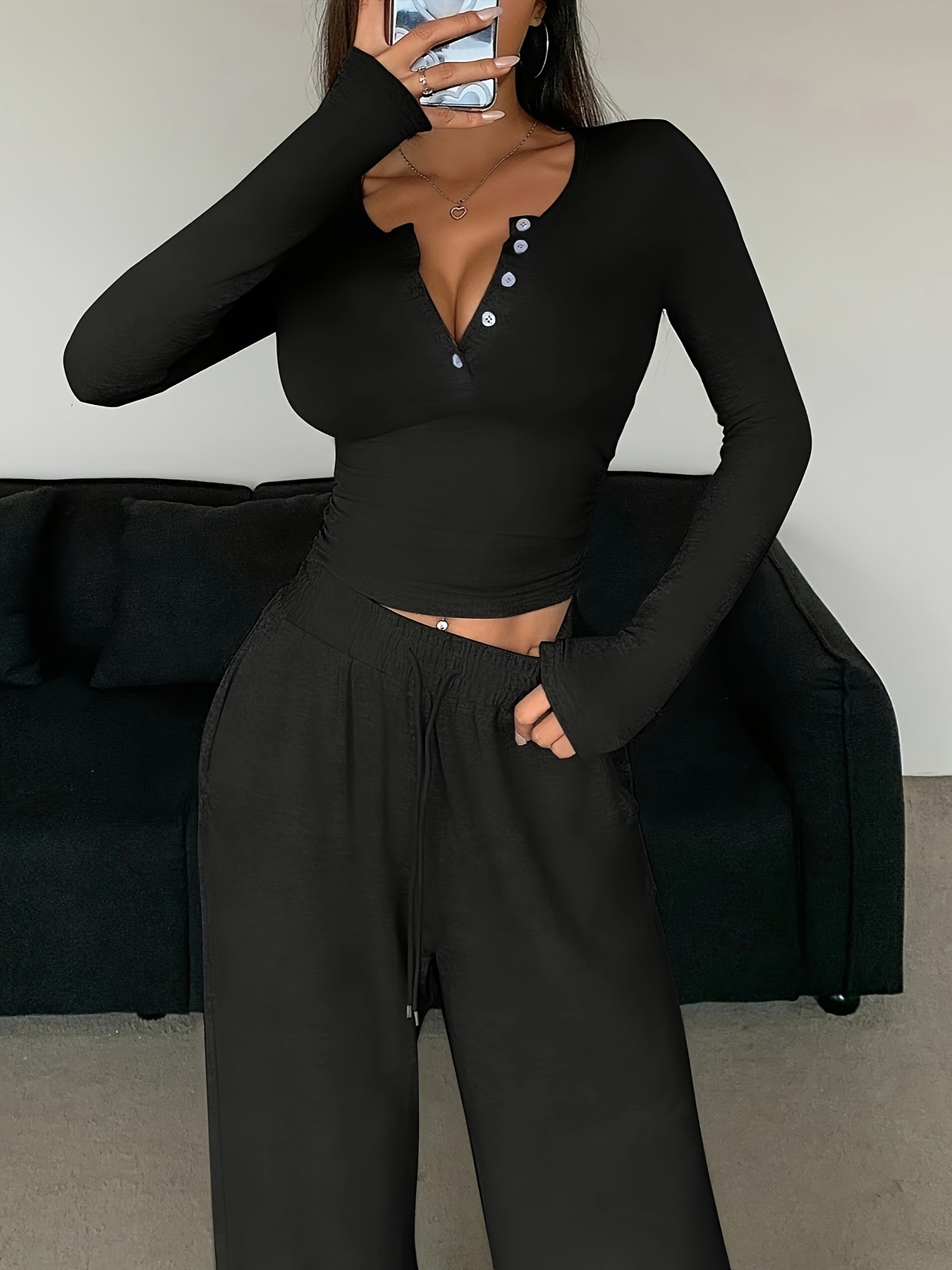 Solid Color Pant Sets Autumn W - Summer Clothing Bundle review and price