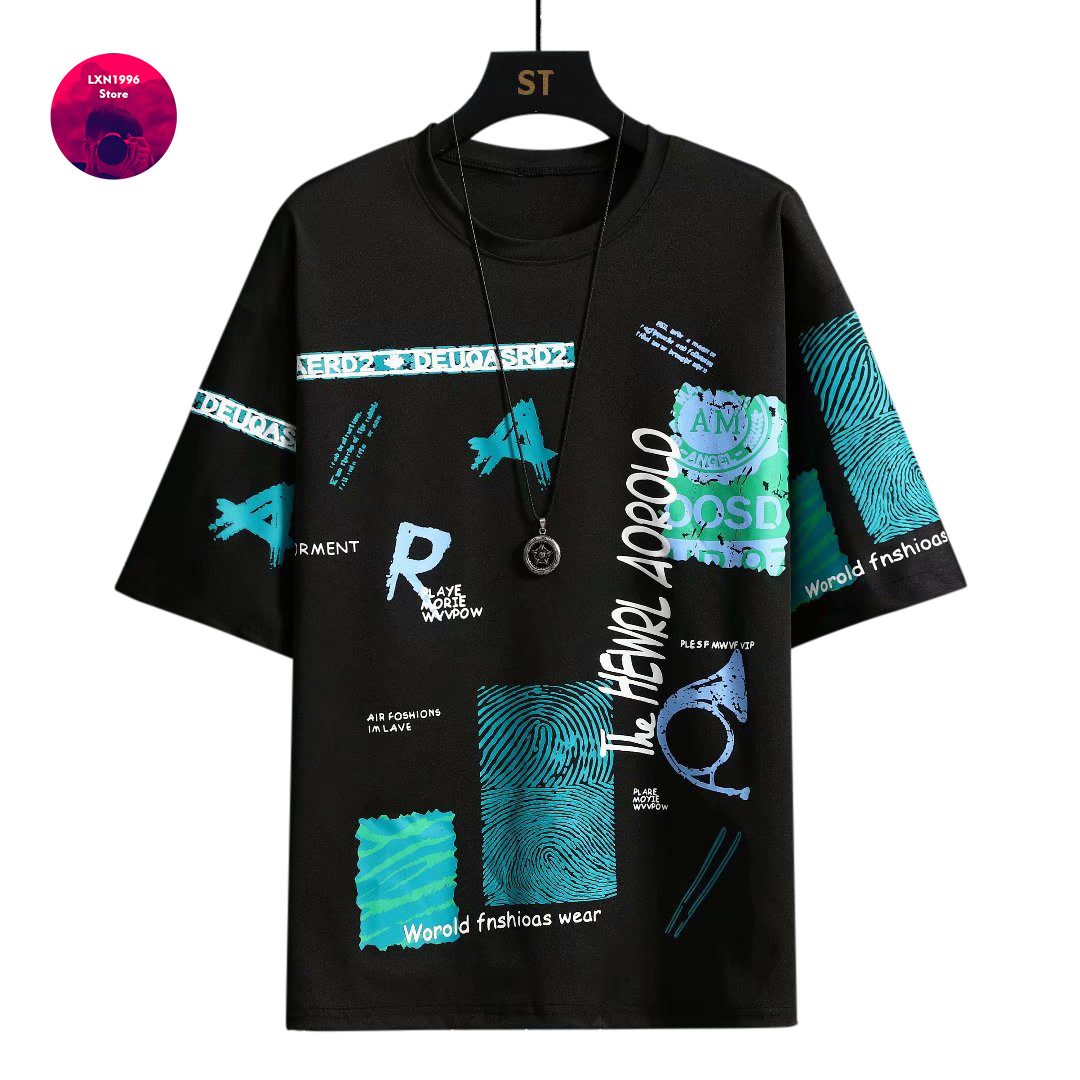 Men Harajuku Graphic Black Sum - Vintage Summer Clothing Brand review and price